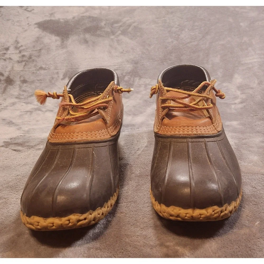 LL Bean Boots Bean Mens 12 Narrow Brown Gumshoe Leather Duck Made In Maine VTG